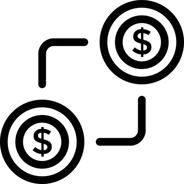 Cash Dollar Uitwisseling Pictogram Outline Stijl — Stockvector