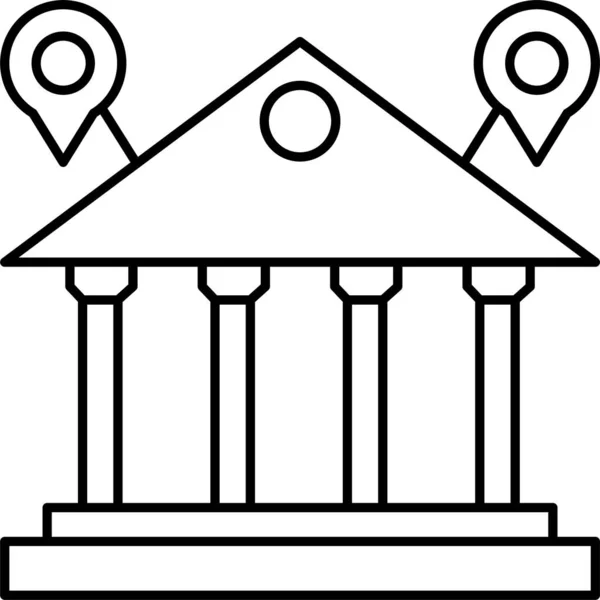 Icona Della Finanza Del Tribunale Bancario Stile Outline — Vettoriale Stock