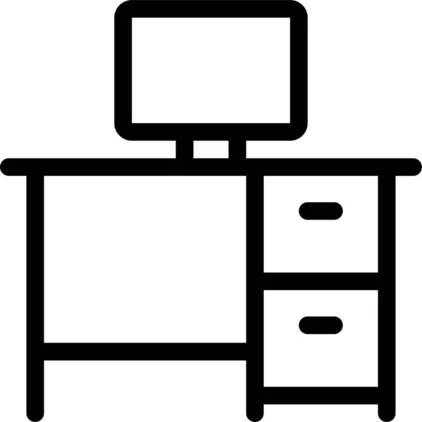 Ícone Móveis Mesa Computador Estilo Esboço — Vetor de Stock