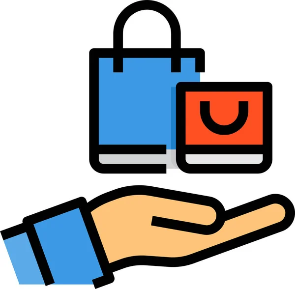 Çanta Alışveriş Ekommerce Kategorisinde Simgesi Satın — Stok Vektör
