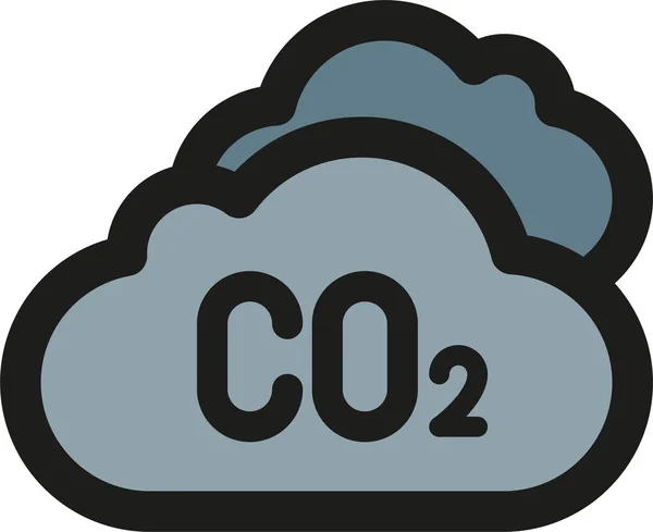 Co2 Cloud Eco Icon Filled Outline Style — стоковый вектор