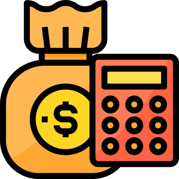 Icono Financiero Calculadora Negocios Estilo Esquema Rellenado — Vector de stock