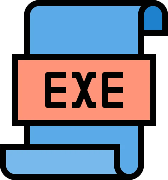 Exe Icono Del Documento Del Archivo Estilo Esquema Rellenado — Vector de stock