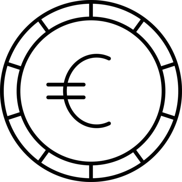 Moneda Efectivo Icono Del Euro Estilo Esquema — Archivo Imágenes Vectoriales
