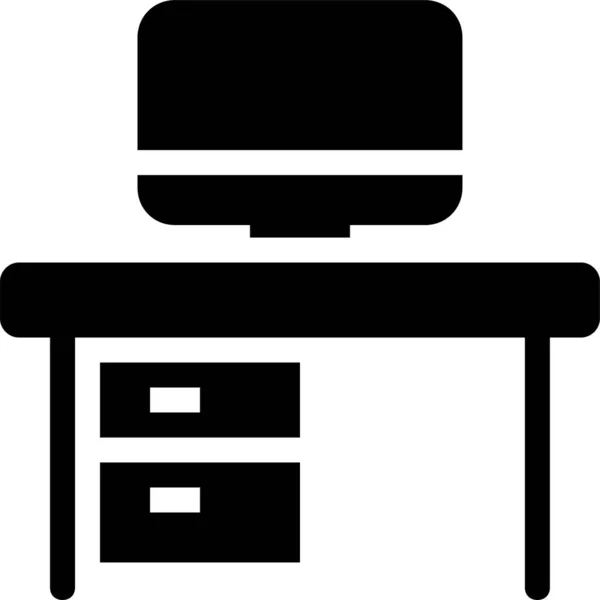 Bureaulaptop Monitor Icoon Solide Stijl — Stockvector