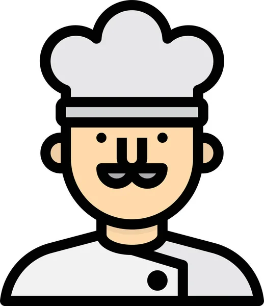 Avatar Chef Cook Icon Filled Outline Style — Stock Vector