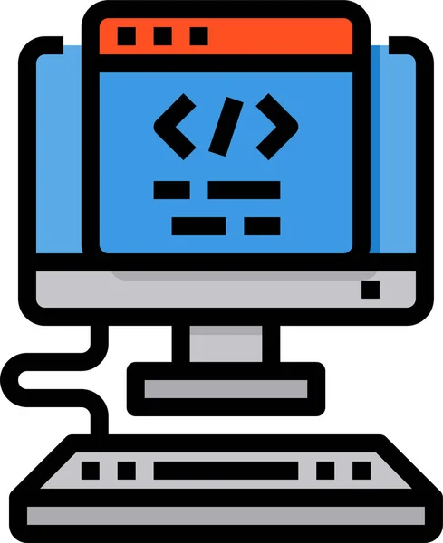 Bilgisayar Donanım Kategorisinde Bilgisayar Geliştirme Simgesi Kodlaması — Stok Vektör