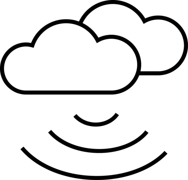 Icône Technologie Réseau Cloud Dans Style Contour — Image vectorielle