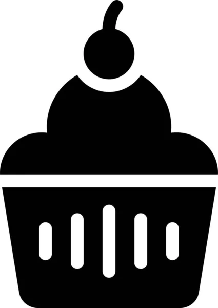 Κέικ Muffin Εικονίδιο Ζαχαροπλαστικής Στερεό Στυλ — Διανυσματικό Αρχείο
