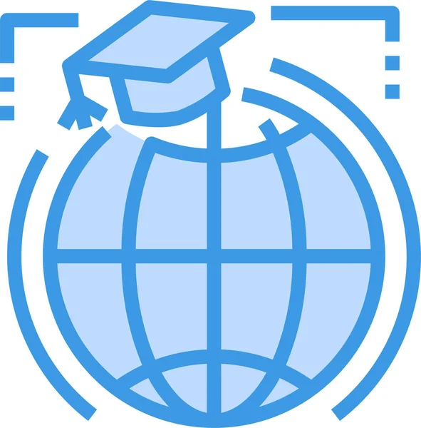 Ícono Aprendizaje Global Educación Estilo Esquema Completo — Vector de stock