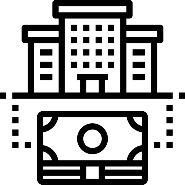 Κτίριο Εικονίδιο Χρηματοδότησης Ακινήτων Στυλ Περίγραμμα — Διανυσματικό Αρχείο