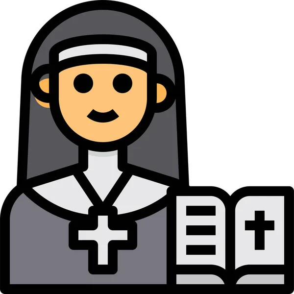 Nonne Avatar Occupation Icône — Image vectorielle