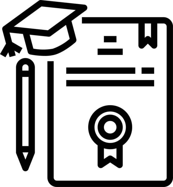 Certificado Educación Aprendizaje Icono Estilo Esquema — Vector de stock