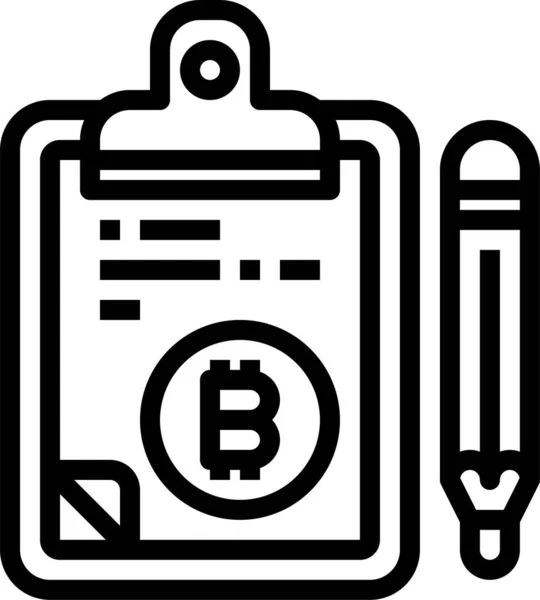 Tablero Bitcoin Icono Verificación Estilo Esquema — Vector de stock