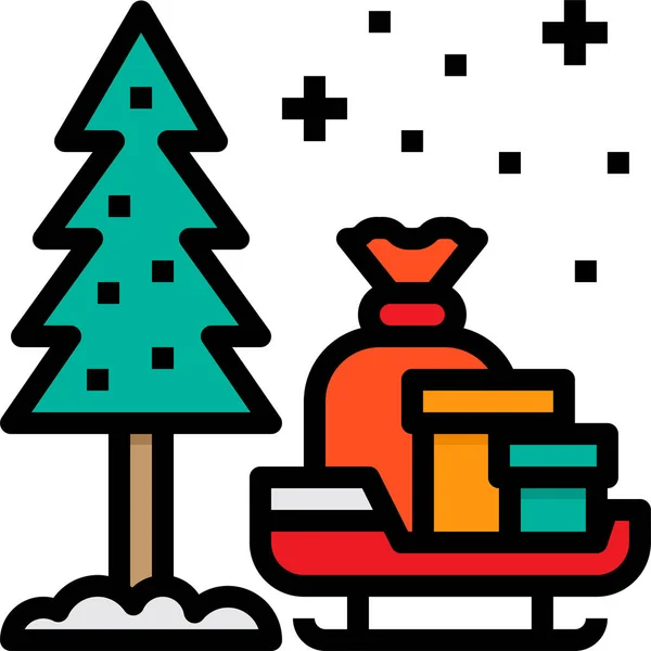 Árvore Xmas Presentes Ícone Categoria Natal — Vetor de Stock