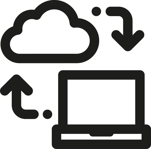 Ikona Připojení Cloud Computing Stylu Osnovy — Stockový vektor