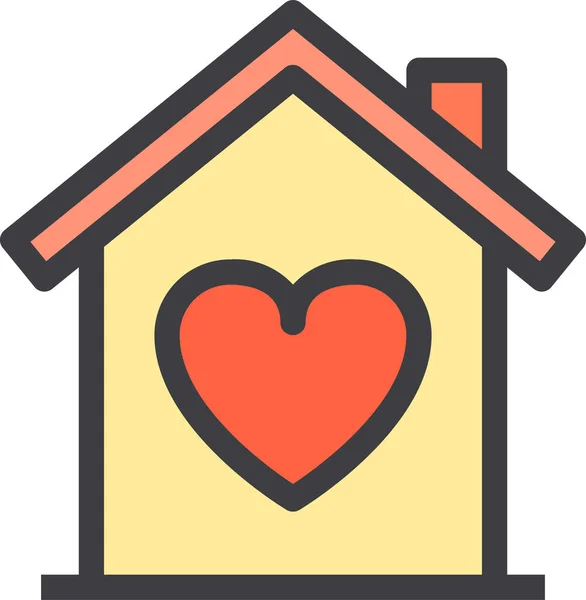 Home Love Icono Propiedad Estilo Contorno Lleno — Vector de stock