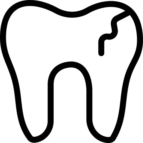 Danos Quebrados Ícone Dental Estilo Esboço —  Vetores de Stock