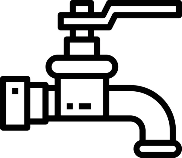 Badkamer Kraan Loodgieter Pictogram Omtrek Stijl — Stockvector