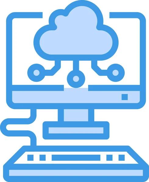 Ikona Połączenia Komputera Chmurze Kategorii Komputer Sprzęt — Wektor stockowy