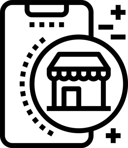 Pictogram Mobiele Telefoon Winkel Grote Lijnen — Stockvector