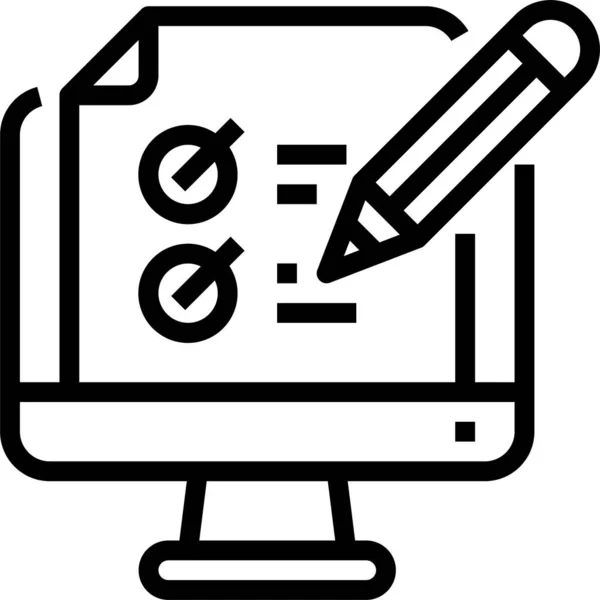 Examen Informático Icono Línea Categoría Educación Escuela Aprendizaje — Archivo Imágenes Vectoriales