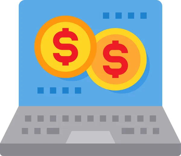 Valuta Laptop Geld Pictogram Bancaire Finance Categorie — Stockvector