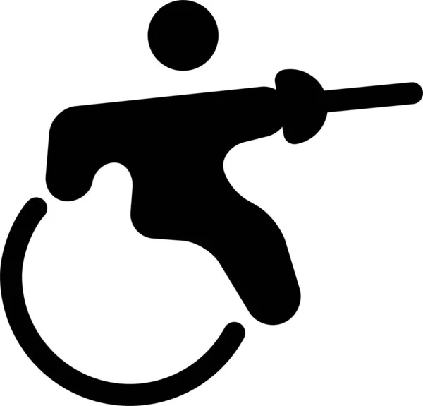 Szermierka Sportowa Ikona Wózka Inwalidzkiego Solidnym Stylu — Wektor stockowy