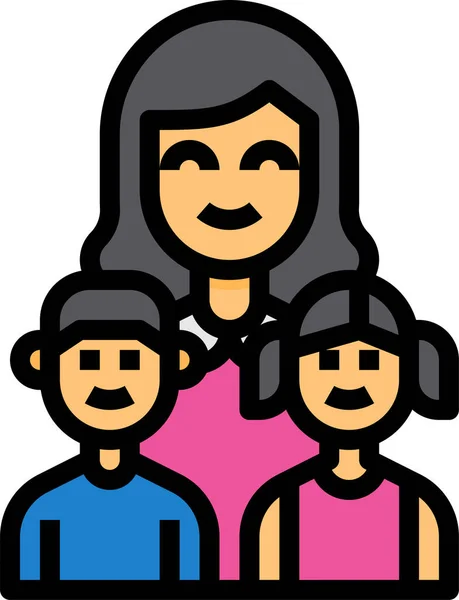 家庭母亲子女图标 — 图库矢量图片