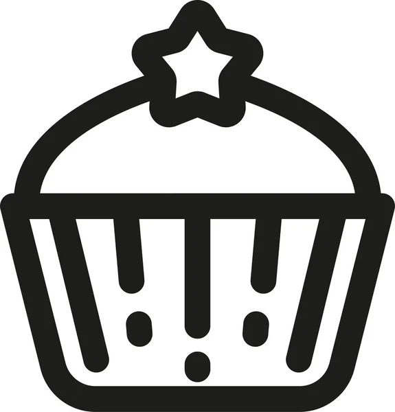 Cupcake Pastel Cocina Icono Estilo Esquema — Archivo Imágenes Vectoriales