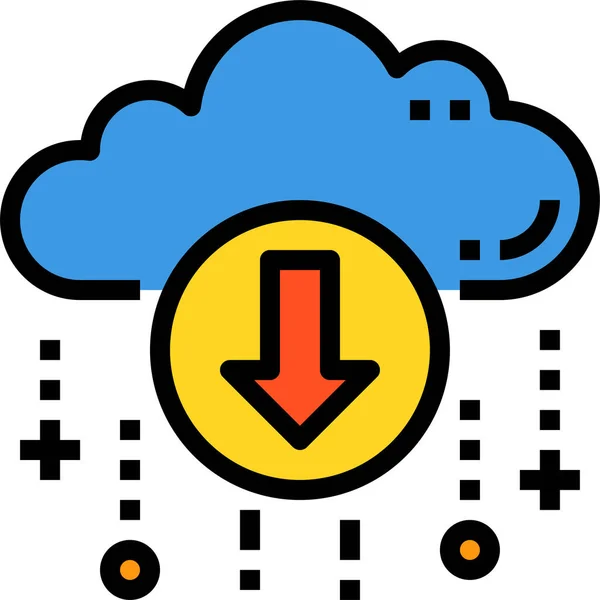 Cloud Datenbank Downloadsymbol Stil Ausgefüllter Umrisse — Stockvektor