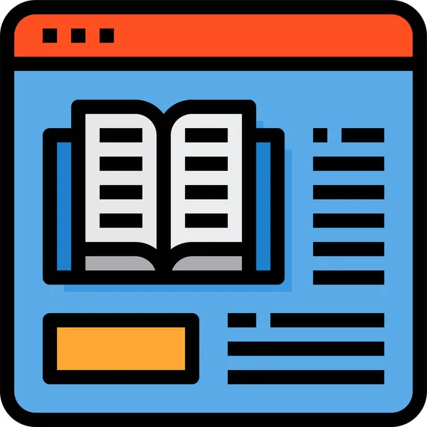 Boek Browser Elearning Icoon Het Onderwijs School Learning Categorie — Stockvector