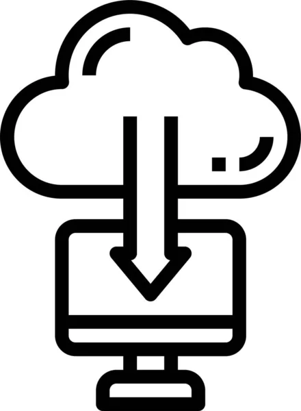 Ikona Komputera Pobrania Chmurze — Wektor stockowy