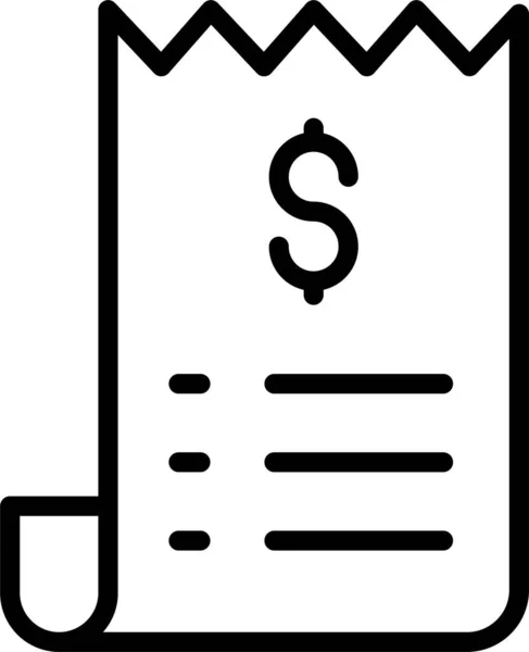 Fattura Dollaro Ricevuta Icona Stile Contorno — Vettoriale Stock