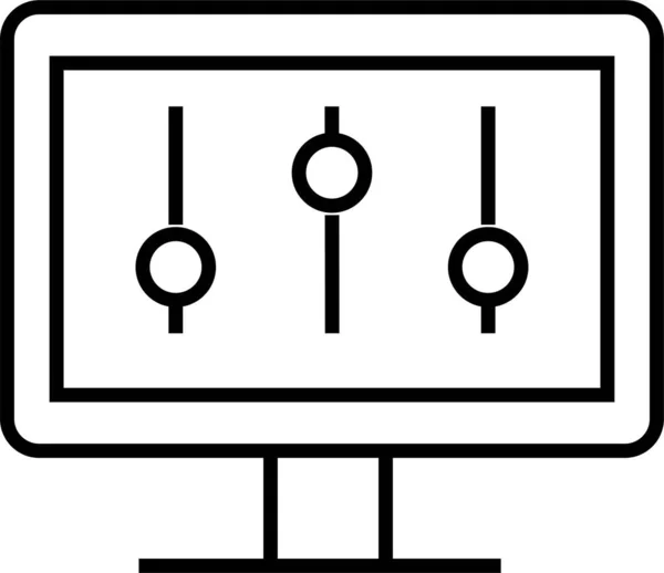 Icona Del Monitor Controllo Configurazione Stile Contorno — Vettoriale Stock