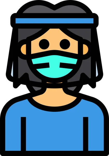 Avatar Pelo Largo Icono — Vector de stock