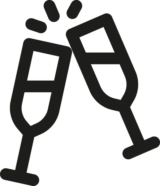 Champagne Alkohol Dryck Ikon Kontur Stil — Stock vektor