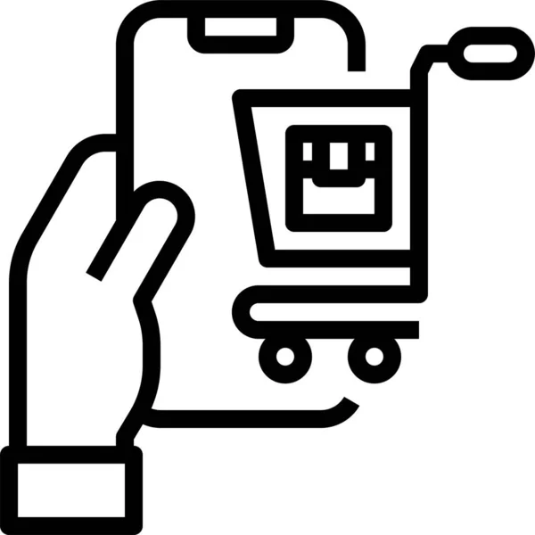 Winkelwagen Mobiel Online Icoon Shopping Ecommerce Categorie — Stockvector