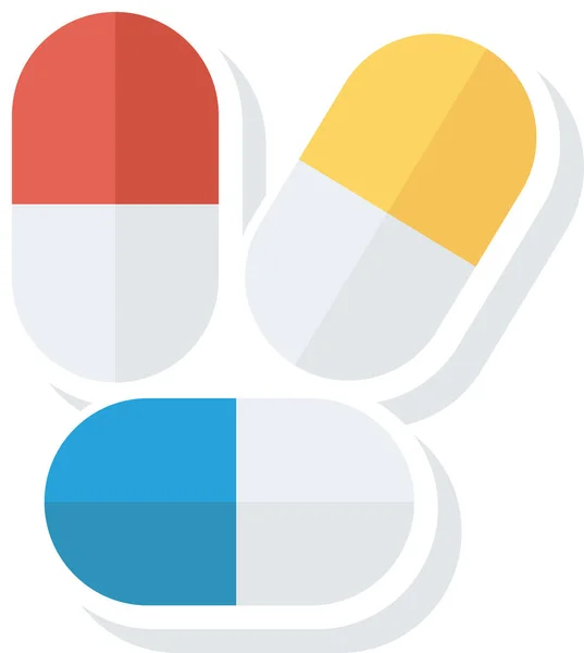 Φάρμακα Φάρμακο Εικονίδιο Χάπια Επίπεδη Στυλ — Διανυσματικό Αρχείο