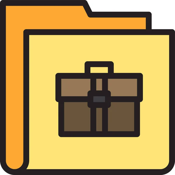 Bolsa Negocios Icono Carpeta Estilo Contorno Lleno — Vector de stock