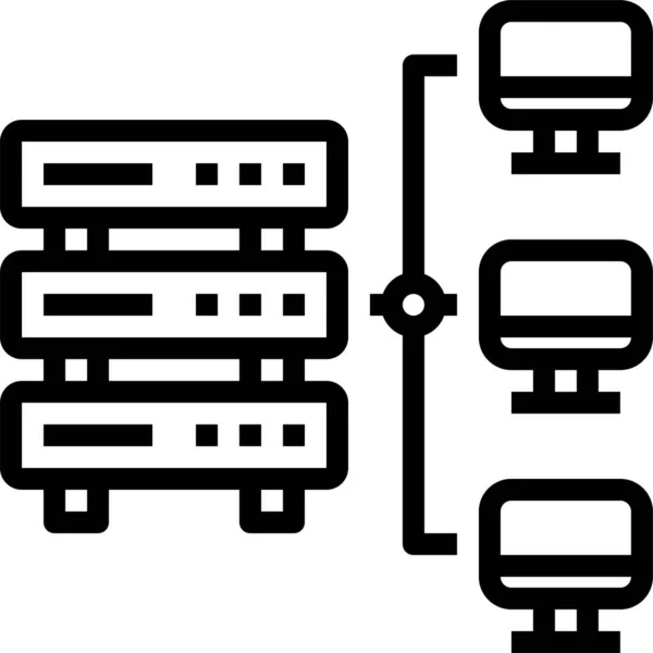 Comunicación Ordenador Internet Icono Estilo Esquema — Archivo Imágenes Vectoriales