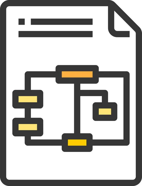 Algolithm Chart Document Icon Full Outline Style — 스톡 벡터