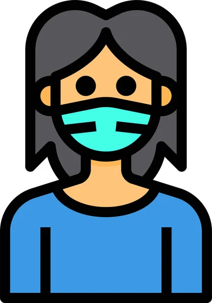 Avatar Pelo Largo Icono — Vector de stock