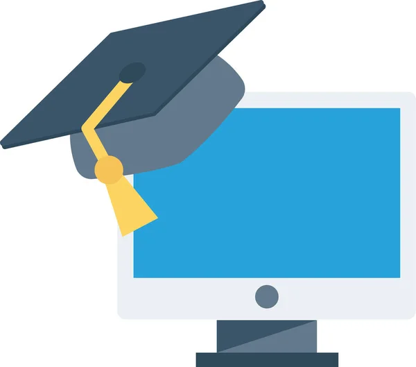 Érettségi Online Oktatás Online Érettségi Ikon Lapos Stílusban — Stock Vector