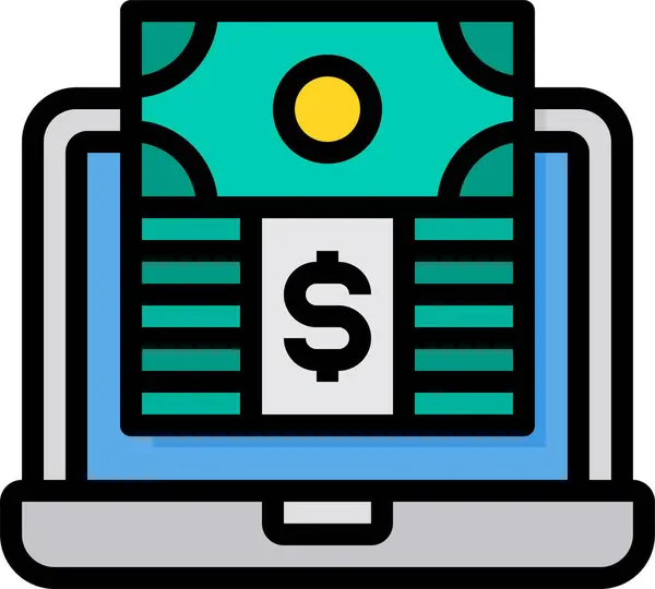 Peníze Notebook Finanční Ikona — Stockový vektor