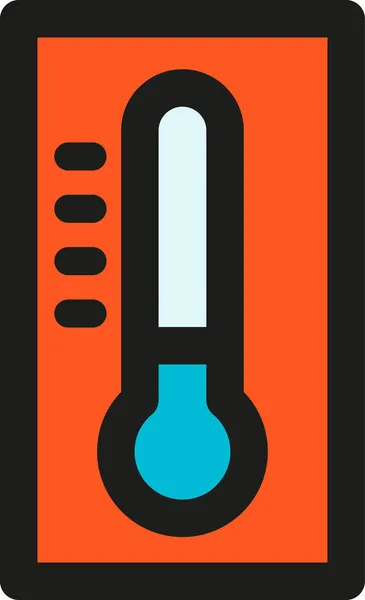 Termometro Celsius Icona Del Clima Stile Contorno Pieno — Vettoriale Stock