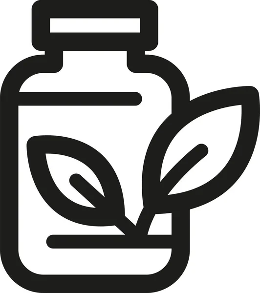 Icône Médicament Médecine Base Plantes Dans Style Contour — Image vectorielle