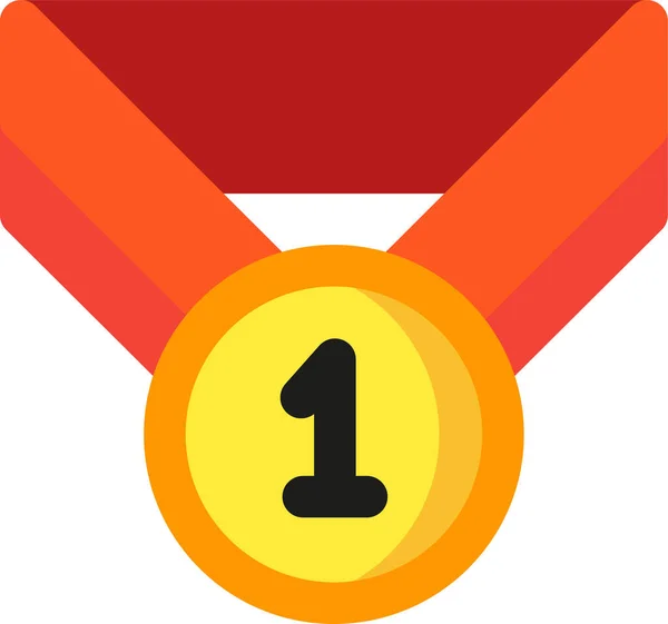 First Medal Prize Icon Flat Style — Stock Vector