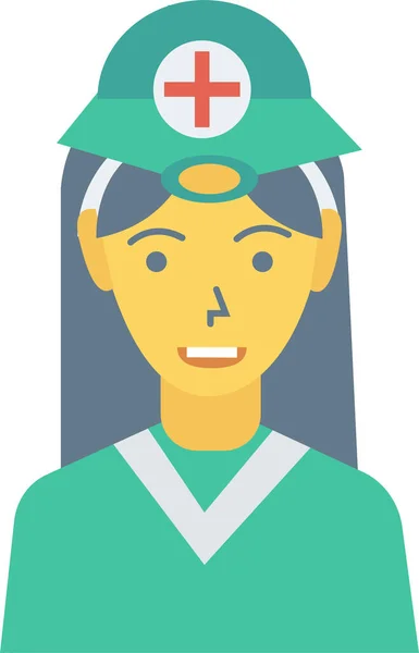 Avatar Médecin Icône Féminine Dans Style Plat — Image vectorielle