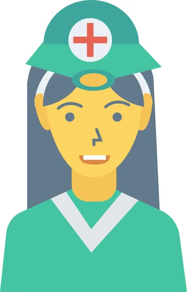 Avatar Médico Icono Femenino Estilo Plano — Vector de stock